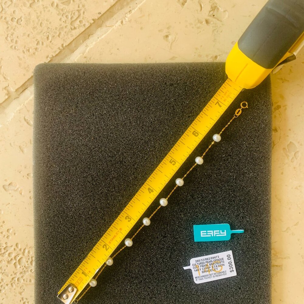 EFFY 14k Yellow Gold 7.5” 6mm Cultured Freshwater Pearl Station Bracelet